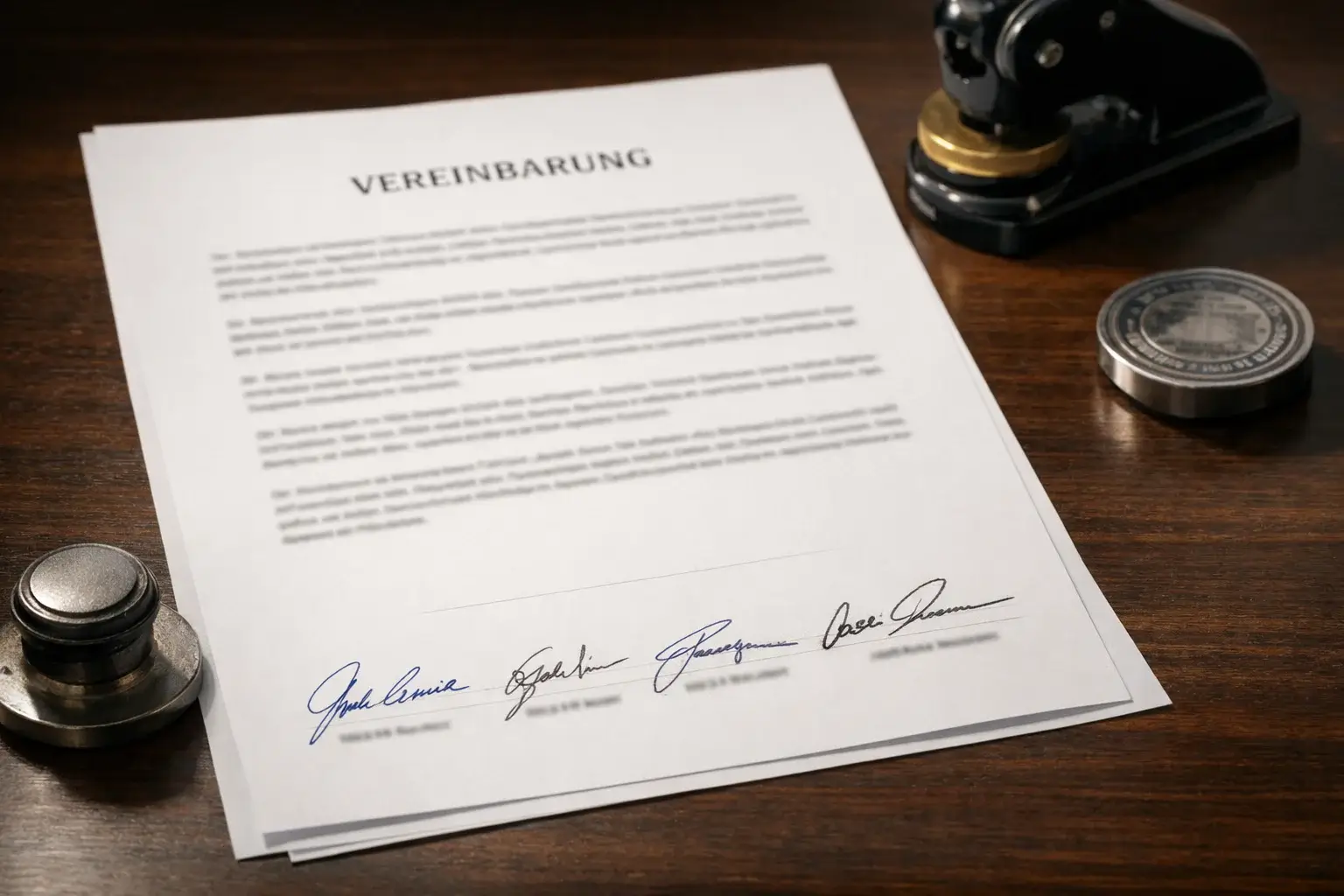 Juristisches Dokument mit Unterschriften und offiziellen Stempeln